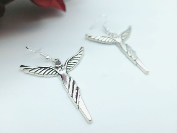 Engel Flügel Ohrringe silberfarben Vintage Optik